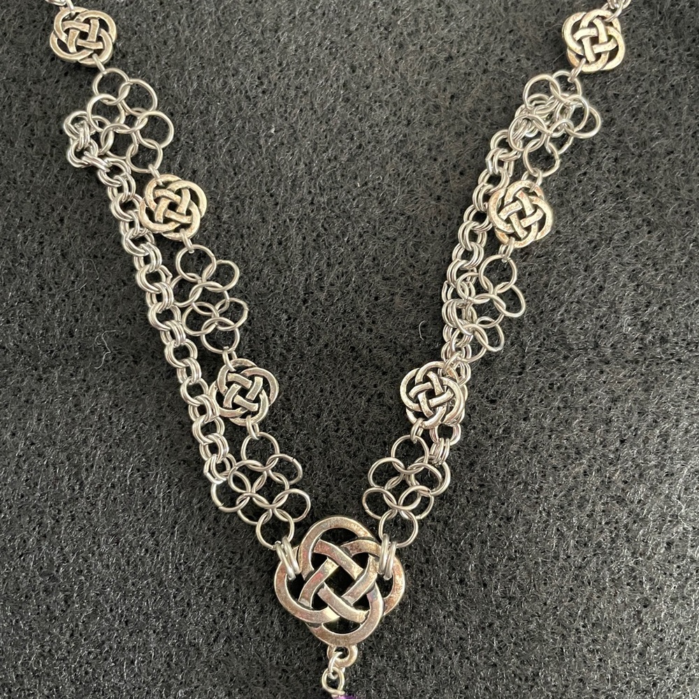 Silver Infinity Celtic Knot Necklace with Purple Bead - Picture 8 of 8